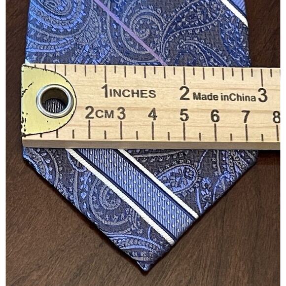 Pronto Uomo Platinum Blue Purple Hand Made 100% Silk Mens Neck Tie Made In China - Picture 4 of 9